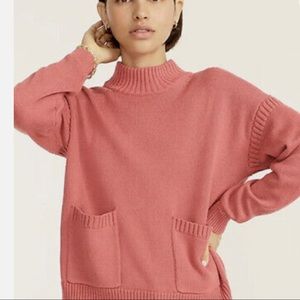 J CREW Cotton-cashmere patch-pocket mockneck sweater Item BA320.  Size L NWT